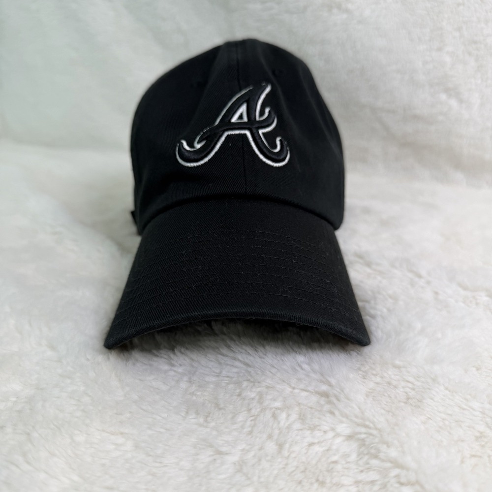 Men's '47 Atlanta Braves Little A Clean Up Adjustable Hat Strap NWOT Black
